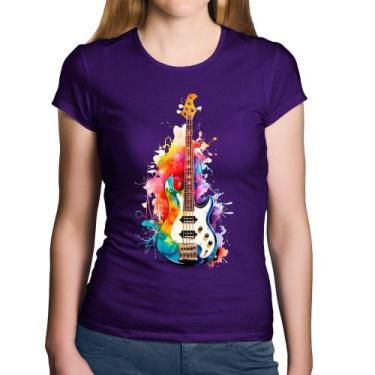 Imagem de Baby Look Algodão Contra Baixo Watercolor - Foca na Moda, Roxo, G