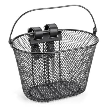 Imagem de CXWXC Cesta De Bicicleta Infantil - Frontal Para Meninos E Meninas Cestas Com Alças Pu Ajustáveis, Adequadas A Maioria Das Bicicletas Triciclos Infantis (Preto)