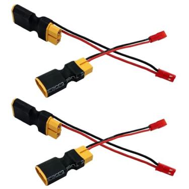 Imagem de Pacote com 4 adaptadores de conector XT60 macho para fêmea com plugue JST 20awg 10 cm cabo para bateria de lítio RC drone quadricóptero (2 pares)