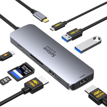 Imagem de Estação de ancoragem USB C, monitor HDMI duplo, adaptador USB C para HDMI duplo com 2 portas HDMI, carregamento PD, SD/TF, portas USB A e C 3.0, estação de ancoragem de laptop para Dell XPS/HP/Lenovo