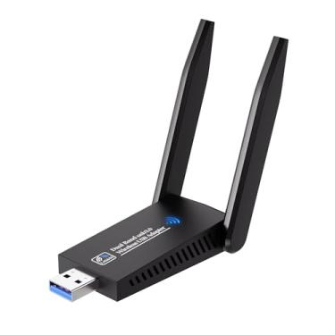 Imagem de AC1300 Adaptador USB WiFi para PC de mesa, USB de banda dupla, WiFi 1300Mbps, adaptador de rede sem fio de alta velocidade 5GHz/2,4GHz USB 3.0 com antenas de alto ganho compatível com Windows