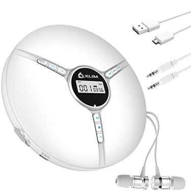 Imagem de KLIM Discman - Leitor de CD portátil com bateria integrada, inclui fones de ouvido KLIM Fusion. Mini CD Players, pessoal, compatível com CD-R, CD-RW e MP3. CD Walkman. [Novo 2021] - Branco