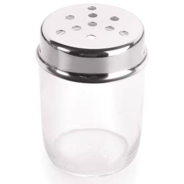 Imagem de Porta Orégano Ou Queijo Forma Em Vidro E Aço Inox Inox E Transparente