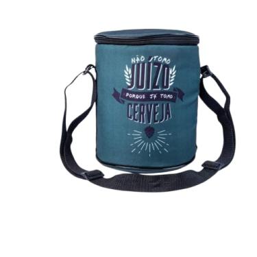 Imagem de Bolsa Térmica para conservação de Comidas e Bebidas Cooler com Alça Cervejas Revestida 9,5L Azul