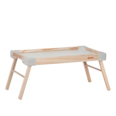 Imagem de Bandeja de Café da Manhã Modelo Exclusivo Natural Pés Dobráveis Resistente Small (Branco)
