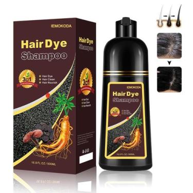 Imagem de Shampoo de coloração de cabelo Fvquhvo Instant Black 500mL para cabelo