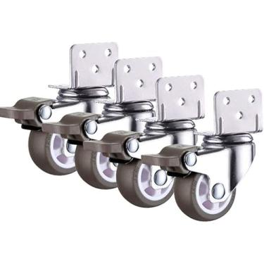 Imagem de 4 Unidades De Rodízios Giratórios Mudos Para Berços Com Suporte Tipo L 25mm-50mm Rodízio De Móveis De Borracha Com Freios Rolamentos De Esferas Com Parafusos, Marble, 2inch