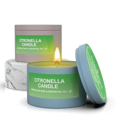 Imagem de Conjunto de velas de citronela ao ar livre, 473 ml, óleo essencial natural de citronela, conjunto de velas perfumadas para pátio externo, jardim e acampamento, presentes de verão para casa interna