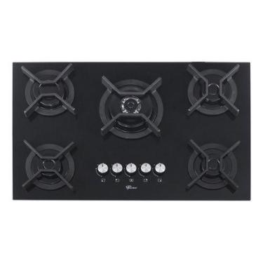 Imagem de Cooktop A Gas 5 Bocas Vidro Preto Bivolt 76x48cm - Fischer, Bivolt