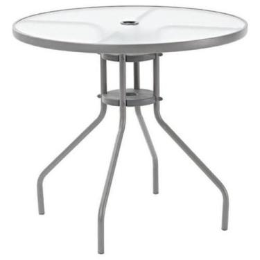 Imagem de Mesa Redonda Jardim Varanda 70X80X80Cm Aço E Vidro - Naterial