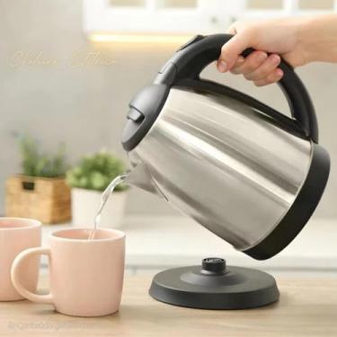 Imagem de Chaleira Elétrica Jarra Inox 1,8 Litros 220v Desligamento Automático, Luz Indicadora E Ferve Água Rápido Para Chás, Cafés E Chimarrão - Fix - FXI01001
