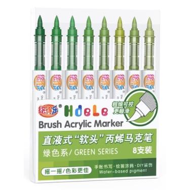 Imagem de Guangna Marcadores de tinta acrílica, canetas de tinta acrílica com ponta de pincel para pintura de abóbora, arte de Natal, pintura rupestre, madeira, vidro, cerâmica, tela, pedra, artesanato DIY