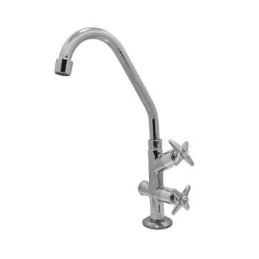 Imagem de Torneira Tanque Maquina Mesa Bancada Duas Saídas Mangueira Cromada - S