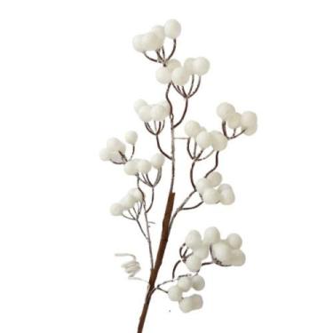 Imagem de Galho Decorativo Com Bagas De Eps Branco 57cm - Carmella Presentes