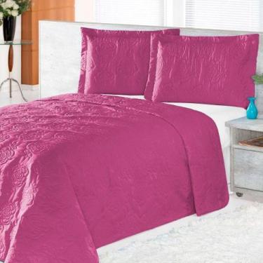 Imagem de Cobre Leito Pratic Rosas Queen 3 Pecas - Pink - ENXOVAIS AQUARELA