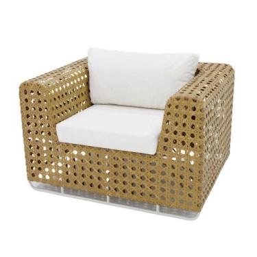 Imagem de Poltrona De Sala E Varanda Em Alumínio E Fibra Modelo Fúcsia Palha / B