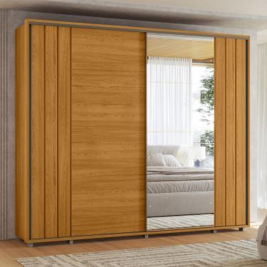 Imagem de Guarda Roupa Dalí 2 Portas de Correr com Espelho 8 Gavetas Cinamomo Madetec