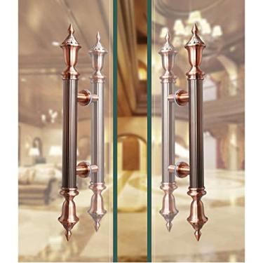 Imagem de Maçaneta de porta de vidro, puxador de portas de correr de celeiro, puxadores redondos de aço inoxidável em forma de H para restaurante, hotel, centro comercial, ()