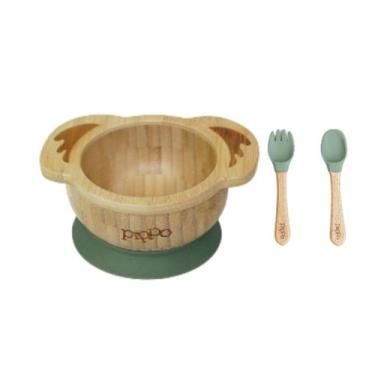 Imagem de Kit Bowl de Bambu + Talheres - PIPPO, Coala Verde Escuro