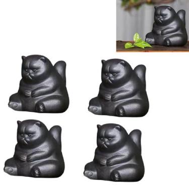 Imagem de Kit 4 Esculturas de Gato Preto Em Resina Estatueta Egipcia - Moment