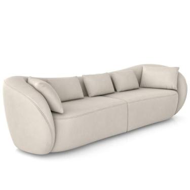Imagem de Sofá 3 Lugares Para Sala Living Orgânico 212cm Eça P08 Veludo Bege - L