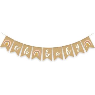 Imagem de Decoração de chuveiro para meninas banner decorações de chuveiro feminino boho arco-íris sinal de boas-vindas é uma menina banner chuveiro foto adereços