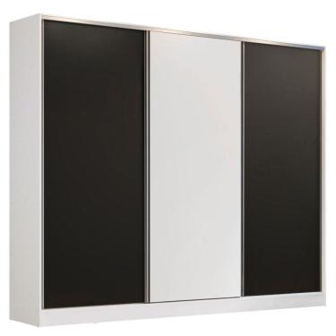 Imagem de Guarda Roupa Casal Madesa 3 Portas de Correr Branco e Preto