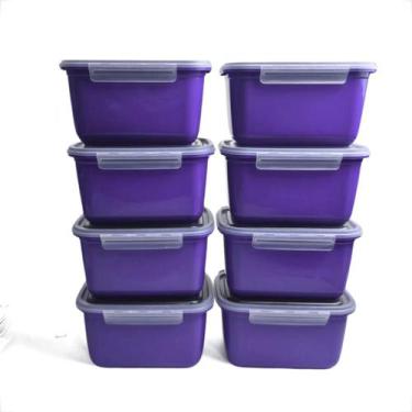 Imagem de Kit Pote Plástico De Marmita Fitness Com Trava P/ Microondas Geladeira