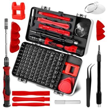 Imagem de Conjunto de chaves de fenda de precisão 115 em 1, kit de ferramentas de reparo profissional, inclui várias pontas, adequado para reparar vários dispositivos, vem com alça e pinça magnética