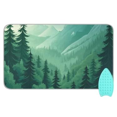 Imagem de Tatenale Montanha floresta árvores verde 02 tapete de engomar para mesa portátil almofada de passar roupa cobertor para lavadora secadora bancada viagem