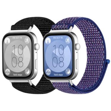 Imagem de WNIPH Pulseiras de relógio de nylon compatíveis com Huawei Watch Fit 4/Fit 4 Pro/Fit 3, pacote com 2 pulseiras esportivas macias ajustáveis para Huawei Watch Fit 4/4 Pro/3 feminino e masculino