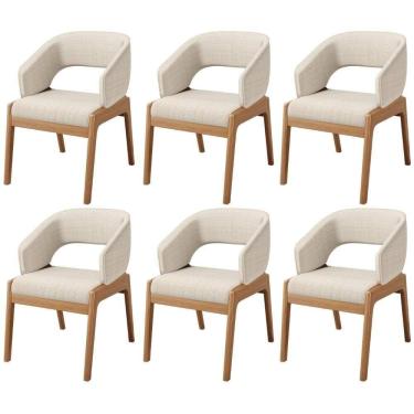 Imagem de Kit 06 Cadeiras De Jantar E Estar Living Estofada Lince L02 Linho Palha - Lyam Decor