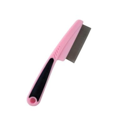 Imagem de Pente Premium Fino Tira Pelos Remove Pulga Pets(ROSA)