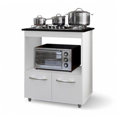 Imagem de Balcão Para Cooktop Elis 75cm 02 Portas Com Tampo Recortado Branco - Abmaza