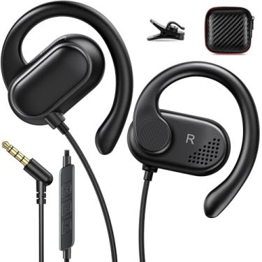 Imagem de ACANDYA Fones de ouvido com fio de 3,5 mm para iPod, laptop, MP3, smartphones Android, fone de ouvido esportivo de orelha aberta para estudantes, corrida, exercícios, academia, treino, fones de ouvido