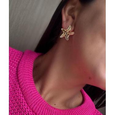 Imagem de Brinco Estrela do Mar Vazada Dourado - Nilza Biju