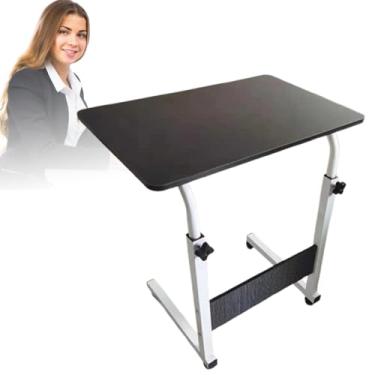 Imagem de Mesa de pé, mesa móvel para laptop com 4 rodízios 60/80 * 40 cm 70-90 cm faixa de elevação pequena em pé fácil de instalar mesa sofá mesa para escritório doméstico E 60 * 40