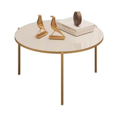 Imagem de Mesa De Centro Redonda 69 cm Cleia Off White Dourado Dj Moveis