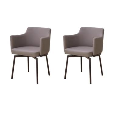 Imagem de Conjunto de 1 2 4 e 6 cadeiras de jantar, estilo moderno de meados do século, cadeira de cozinha giratória, à prova d'água, couro sintético, cadeiras para sala de jantar com design mais amplo e maior