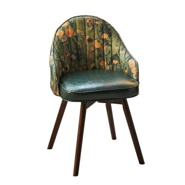 Imagem de HGTRH Cadeira giratória para sala de jantar, poltrona estofada, pernas de madeira, rotação de 360°, cadeira de destaque para quarto, sala de estar, escritório A, 1 peça