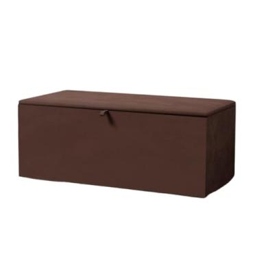 Imagem de Baú Organizador Puff Estofado 90x40x42cm Multiuso com Tampa Desenhada para Sala,Quarto e Decoração(Tampa Lisa Marrom,8 Cm)