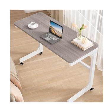 Imagem de Mesa lateral para cama móvel, mesa em forma de C com rodas universais giratórias de 360°, varões de rolamento de carga reforçados, tamanho pequeno, mesa de computador, mesa de laptop, estação de