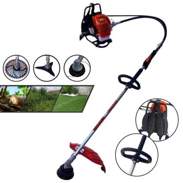 Imagem de Roçadeira Costal GRC430 Terra À Gasolina 43cc 1,7HP Alta Rotação Cortador de Grama Completo Com Carretel Nylon + Faca 40 Dentes Vídea + Faca 3 Pontas