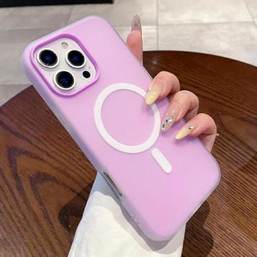 Imagem de HTVJFX Capa protetora magnética de silicone líquido 2 em 1 para iPhone 13 Pro Max, capa traseira à prova de choque (para iPhone 13 Pro Max/roxa)