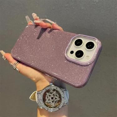 Imagem de HTVJFX Capa de celular luxuosa com glitter e gelatina de silicone macio à prova de choque para iPhone 16 Pro Max (para iPhone 16 Pro Max/roxa)