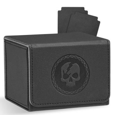 Imagem de Caixa de baralho de cartas Zettokete MTG Commander Leather Black/Skull