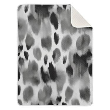 Imagem de Qilmy Cobertor de bebê com textura manchada 76 x 101 cm, cobertor infantil de algodão macio para meninos e meninas, cobertor leve e quente para bebês de berço, carrinho de bebê, soneca, recém-nascido