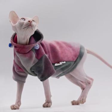 Imagem de Duo MASUMI Roupas de gato sem pelos outono inverno quente lã grossa moletom Sphynx gato roupas quentes para gatos Devon, Cornish, Peterbald (G)