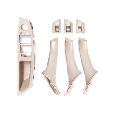 Imagem de Bege preto cinza ostra interior do carro puxador da porta conjunto compatível com bmw série 5 f10 f11 523i 525i 528i 530i lhd(Ivory)