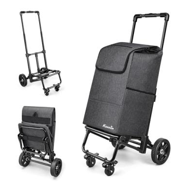 Imagem de KEDSUM Carrinho de compras dobrável, carrinho utilitário de mercearia com rodas, preto